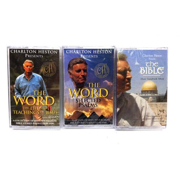 1990s CHARLTON HESTON PRESENTS - The WORD &  BIBLE audio cassette tapes - NEW - Picture 2 of 4